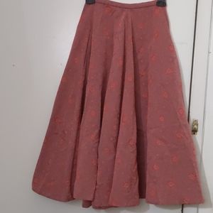 H&M Full A-Line Skirt in Pink Floral Embroidery